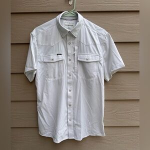 Poncho Outdoors "The Del Rio" White Performance Short Sleeve Shirt Sz M (C5)